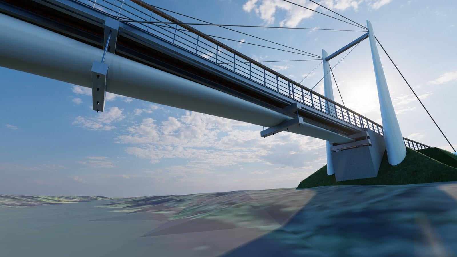 Ilustracja do informacji: SZPROTAWA PRACUJE NAD BOBER-BRIDGE Futurystyczny most na Bobrze 