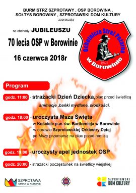 Miniatura zdjęcia: plakat 70-lecie OSP Borowina
